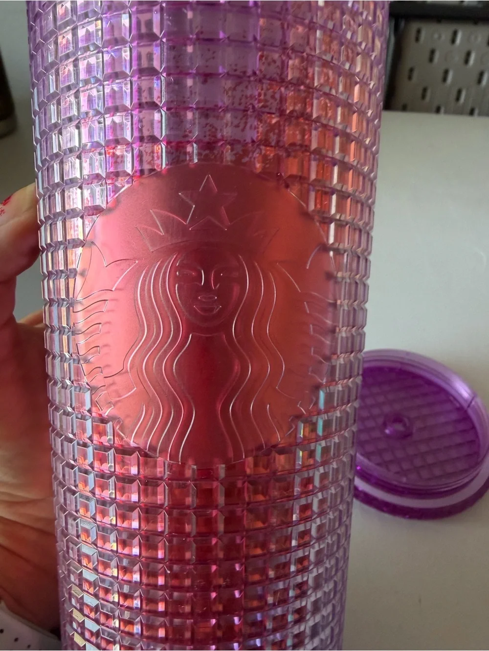 Starbucks Cold Cup Tumbler Purple Grid